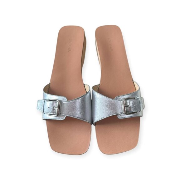 BY FAR Sam Clog Sandals In Silver, Size 41EU New in box - Picture 2 of 14